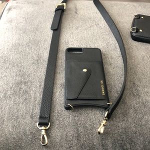 Hailey Side Slot Bandolier Crossbody Black/Gold